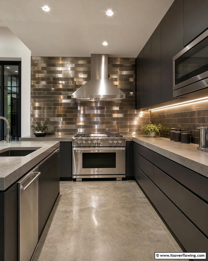 Metallic Sheen Touches - 21 Kitchen Backsplash Ideas for Striaking Visual Impact