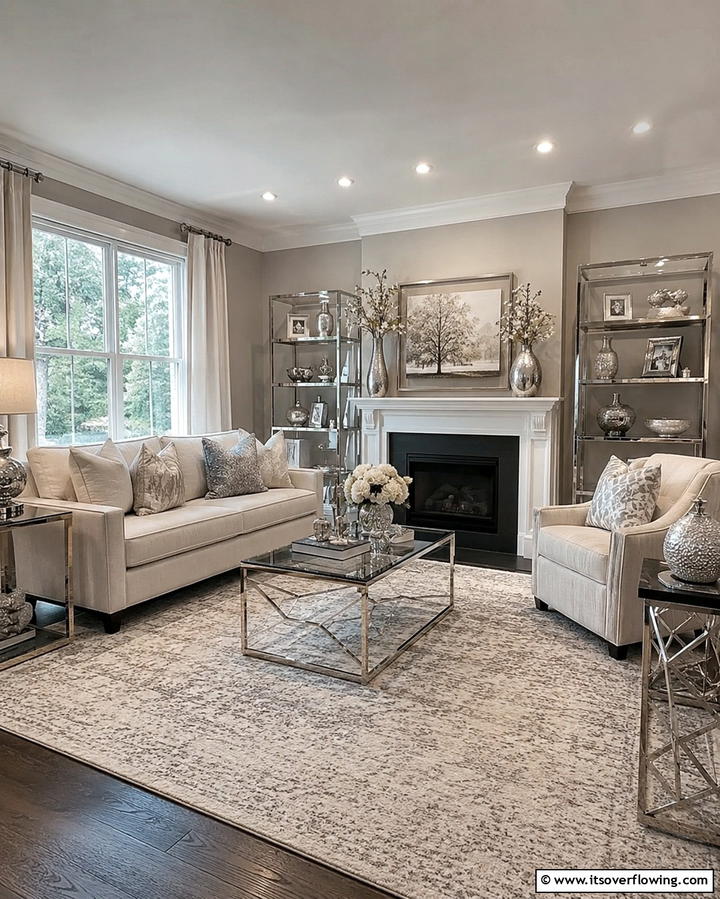 Metallic Silver Accents for a Subtle Glamour - 25 Silver Living Room Ideas for a Modern and Elegant Look