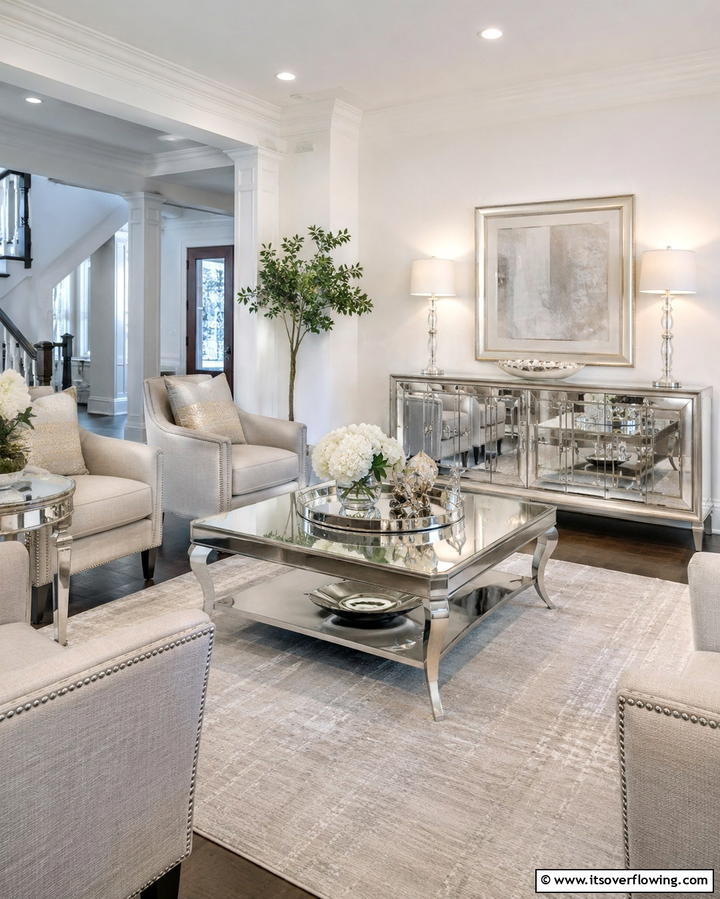 Metallic Silver Furniture - 25 Silver Living Room Ideas for a Modern and Elegant Look