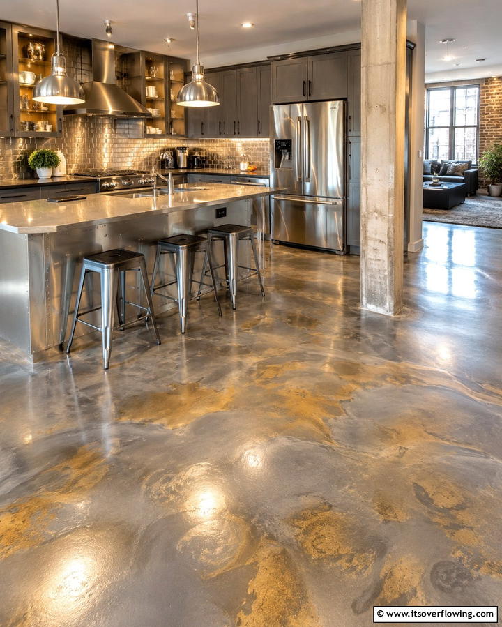 Metallic Stains for a Contemporary Twist - 25 Stained Concrete Floors for a Unique Look