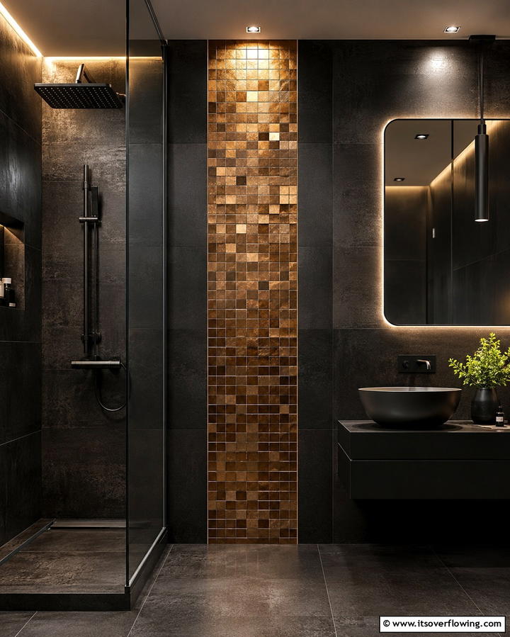 Metallic Tiles for a Futuristic Vibe - 25 Walk-in Shower Tile Ideas for a Luxurious Bathroom