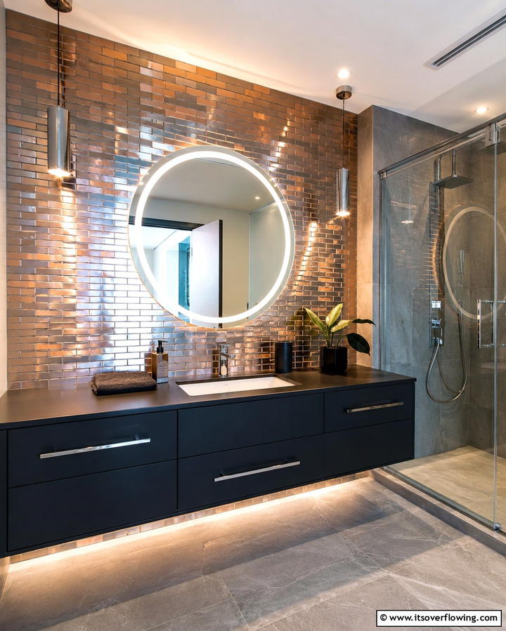Metallic Tiles for a Glamorous Finish - 25 Bathroom Backsplash Ideas for a Stylish Upgrade