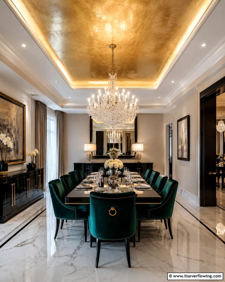Metallic Tray Ceiling - 25 Tray Ceiling Ideas to Elevate Your Room’s Design