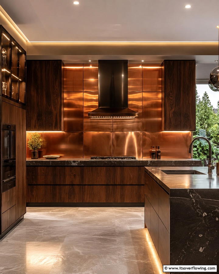 Metallic Wall Panels - 25 Kitchen Accent Wall Ideas for a Stylish Upgrade