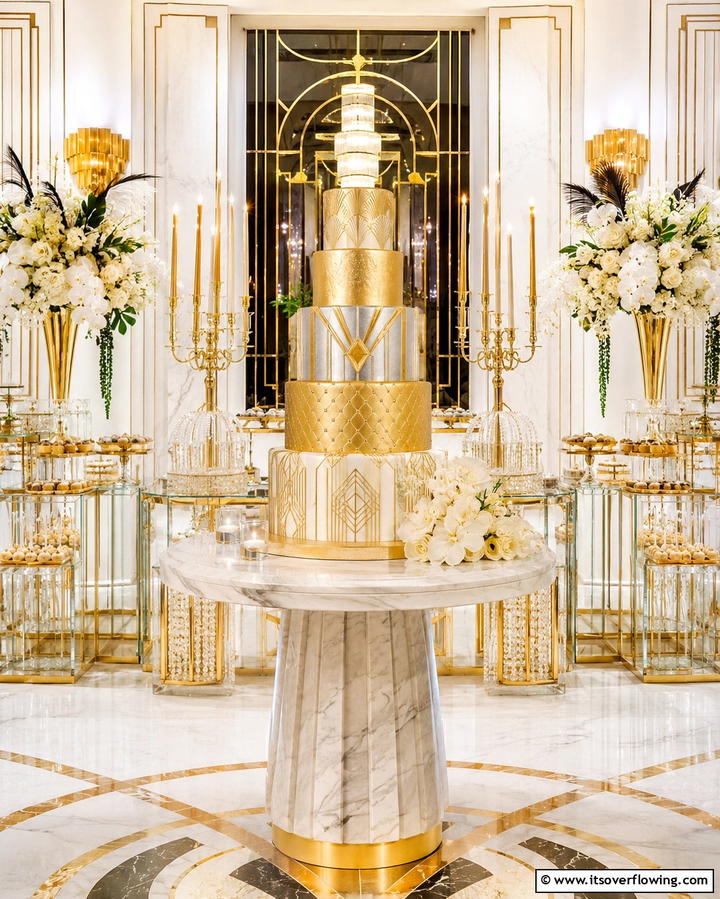 Metallic Wedding Cakes - 25 Art Deco Wedding Ideas for Glamorous Celebrations