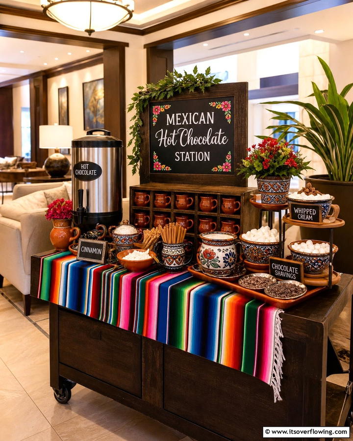 Mexican Hot Chocolate Station - 25 Mexican Wedding Ideas for a Colorful and Festive Celebration