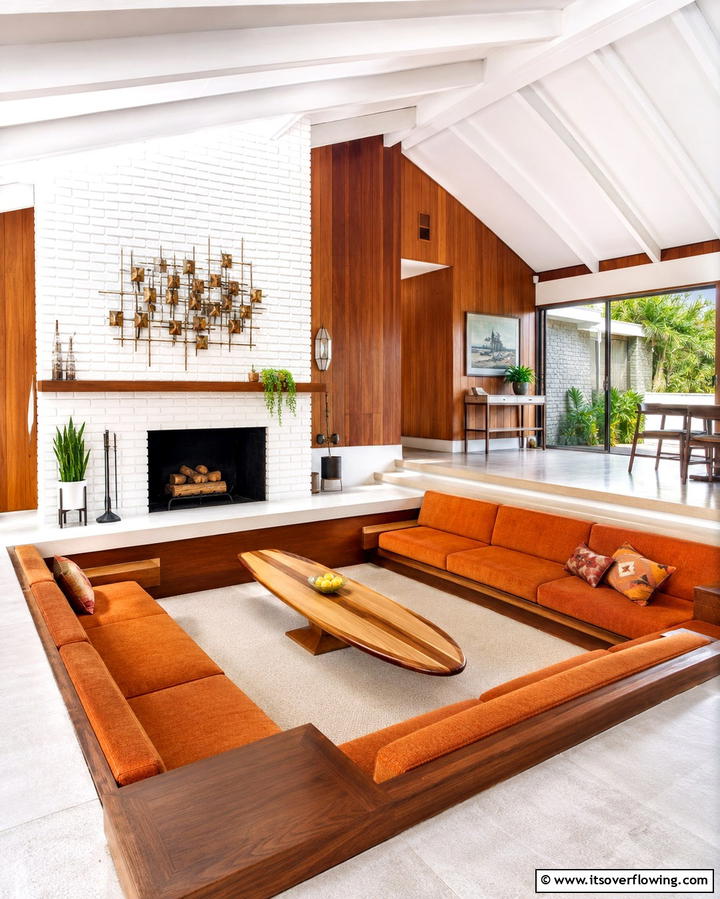 Mid Century Modern Aesthetic - 25 Sunken Living Room Ideas for a Modern and Cozy Space