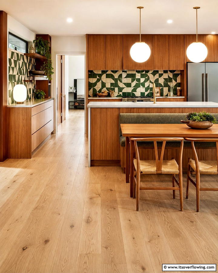 Mid Century Modern Charm - 25 Light Wood Floor Kitchen Ideas for a Bright Space