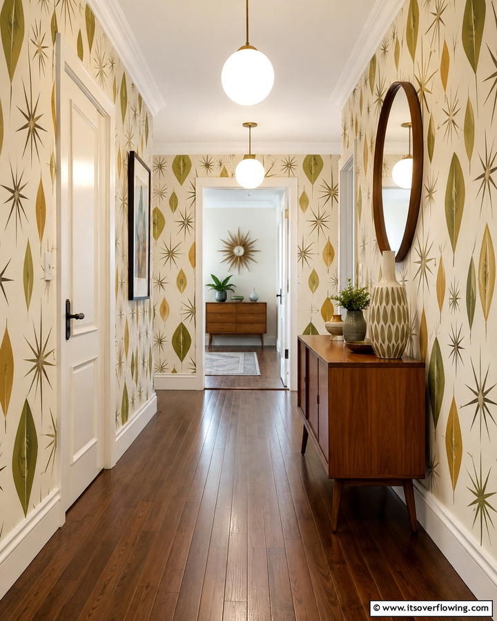 Mid Century Modern Charm for a Retro Inspired Hallway - 30 Hallway Wallpaper Ideas for a Striking Entryway