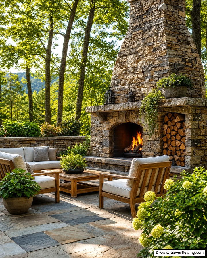 Mid Century Modern Elegance - 25 Stacked Stone Fireplace Ideas for a Rustic Look