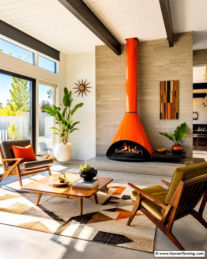 Mid Century Modern Fireplace Design - 25 Off-center Fireplace Ideas for a Unique and Modern Living Room