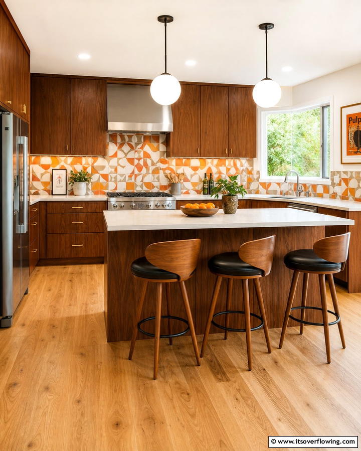 Mid Century Modern Kitchen with Light Wood Floors - 25 Light Wood Floor Kitchen Ideas for a Bright Space