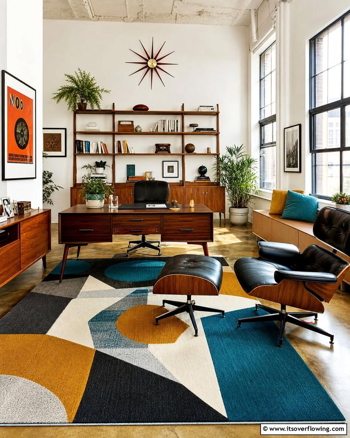 Mid Century Modern Loft Office - 20 Loft Office Ideas for a Productive Workspace
