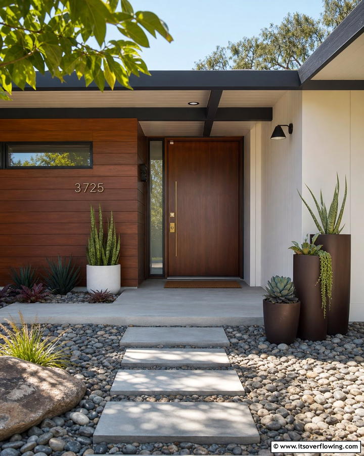 Mid Century Modern Simplicity - 25 Stylish Brown Front Door Ideas for Your Home