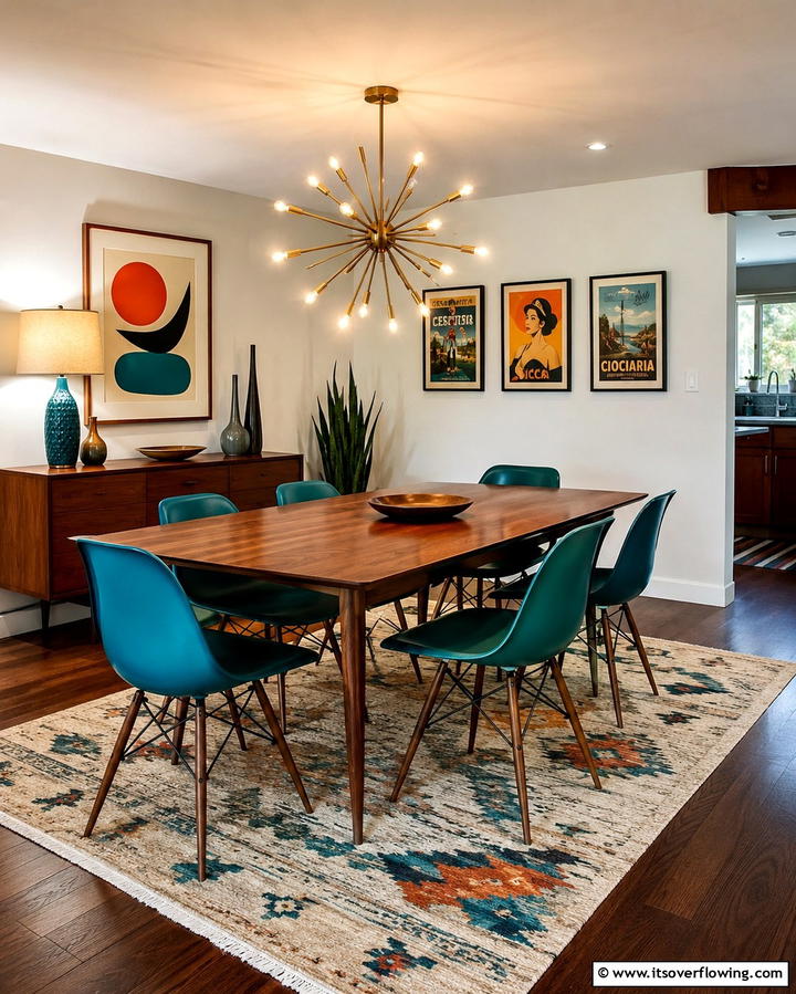 Mid Century Modern with Rich Tones - 25 Dark Wood Floor Dining Room Ideas for a Classic Look