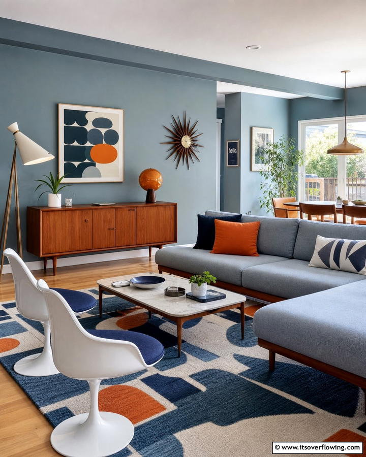 Mid century Modern Retro Blue gray Palette - 21 Blue-Gray Paint Colors for Sophisticated Interiors