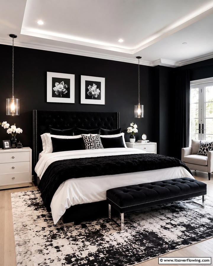 Midnight Black - 25 Colorful Bedroom Ideas to Brighten Your Space