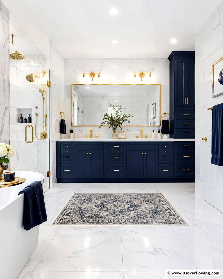 Midnight Blue Elegance - 25 Bathroom Cabinet Color Ideas for a Fresh Look