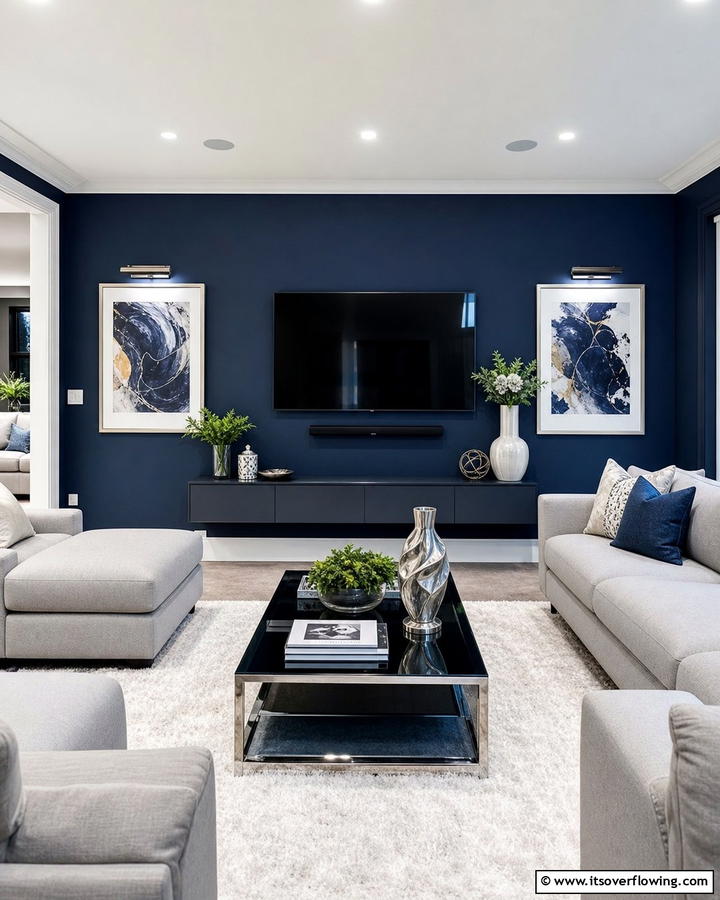 Midnight Blue Magic - 21 Accent Wall Color Ideas for Bold Interior Transformations