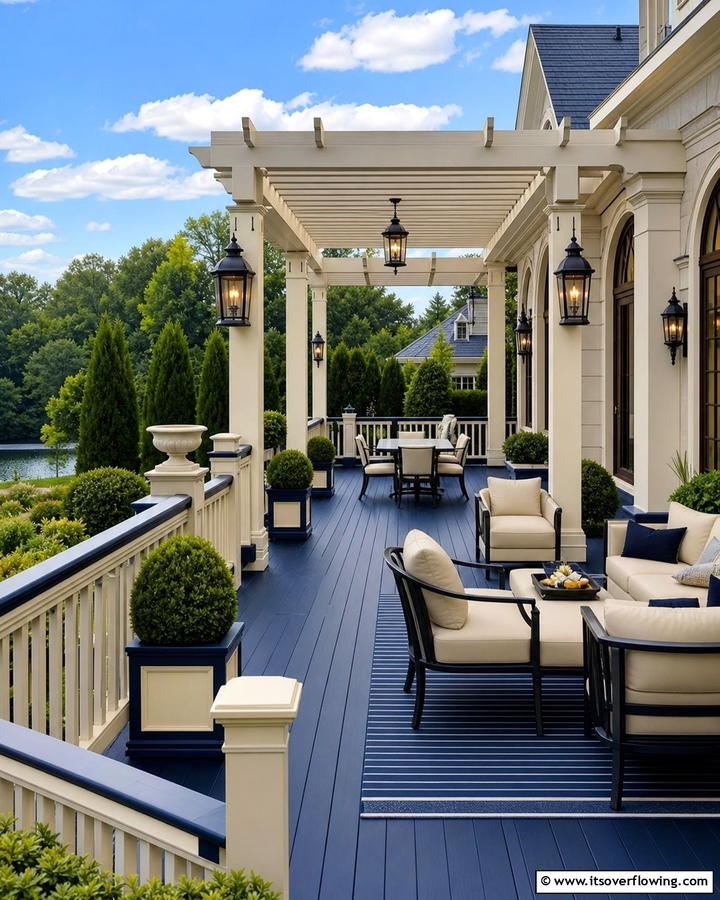 Midnight Blue and Cream - 30 Two-Tone Deck Color Schemes for Dynamic Outdoor Spaces