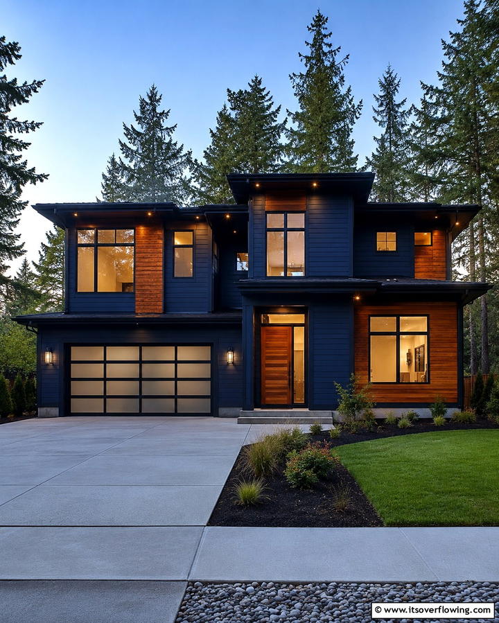Midnight Blue for a Dramatic Touch - 25 Paint Colors for a Modern Black House With Cedar Accents