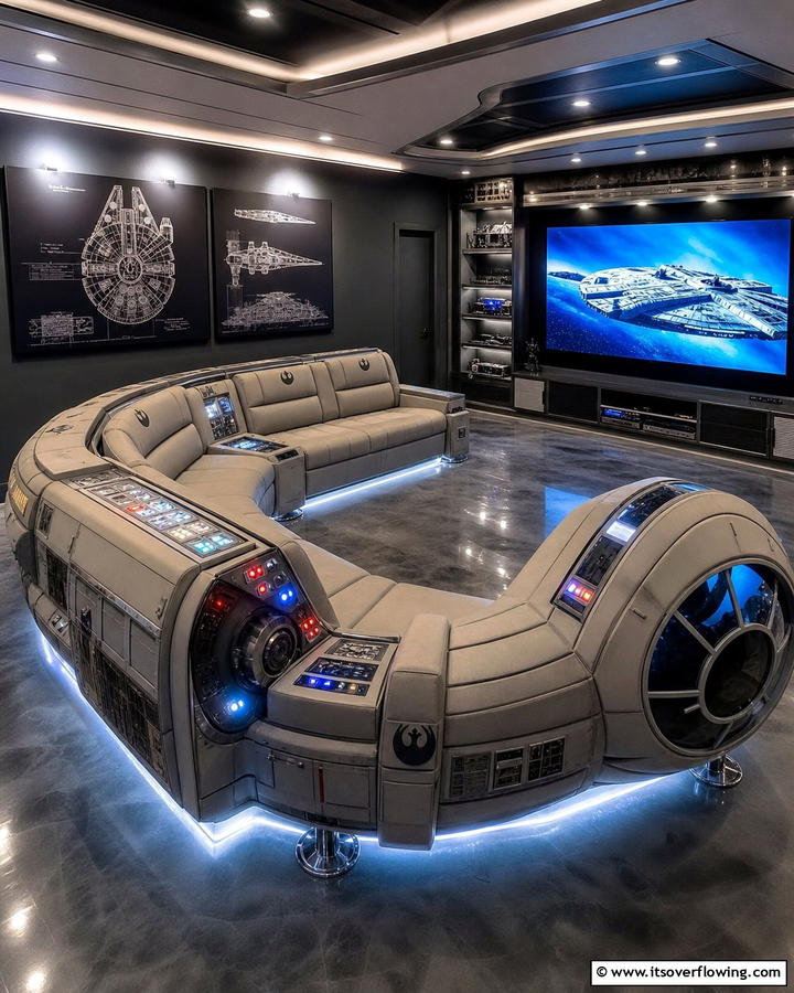 Millennium Falcon Inspired Seating - 20 Star Wars Man Cave Ideas for Ultimate Fans