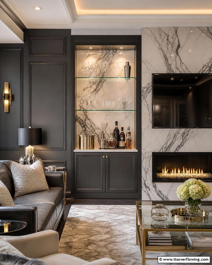 Mini Bar Setup - 20 Empty Fireplace Ideas to Transform Your Hearth