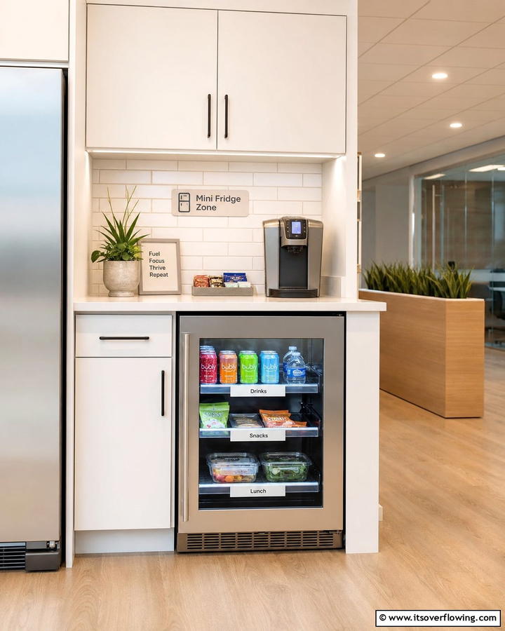 Mini Fridge Zone - 20 Office Kitchen Ideas to Maximize Your Workspace