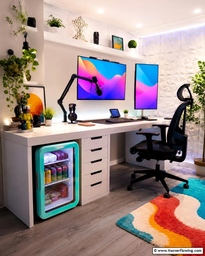 Mini Fridge for Snacks - 25 Inspiring Content Creator Room Ideas for Productivity