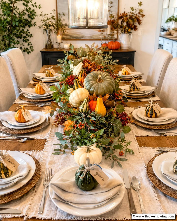 Mini Gourd Place Cards - 25 Fall Table Decor Ideas for a Seasonal and Festive Dining Experience