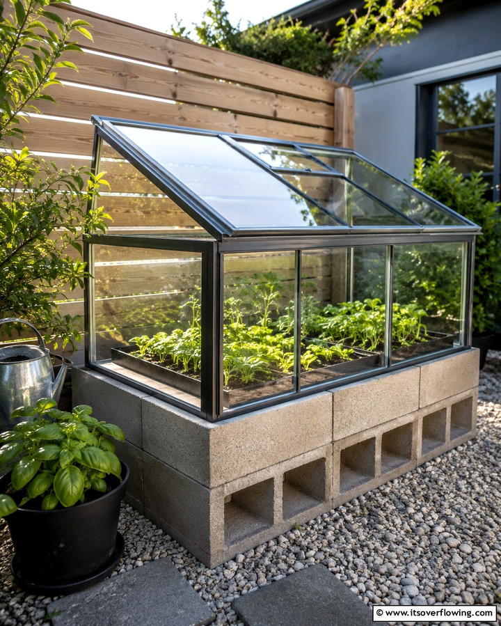 Mini Greenhouse with Cinder Blocks - 30 Innovative Cinder Block Garden Ideas for Urban Green Spaces