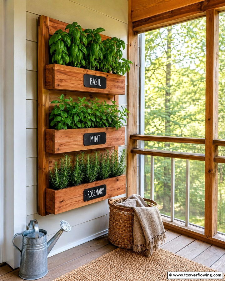 Mini Herb Garden - 25 Small Screened-in Porch Ideas for Comfort