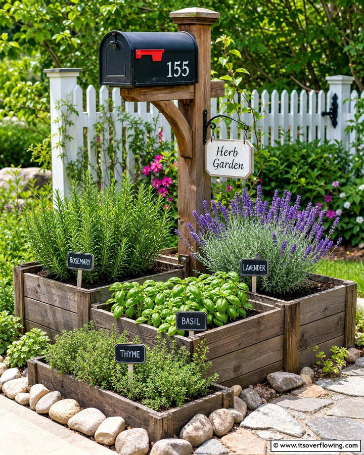 Mini Herb Garden - 30 Creative Mailbox Landscaping Ideas for Curb Appeal