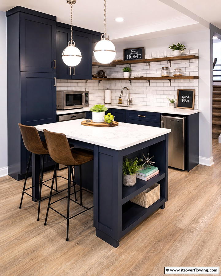 Mini Kitchen Island for Basements - 30 Functional Basement Furniture Ideas for Multi-Use Spaces