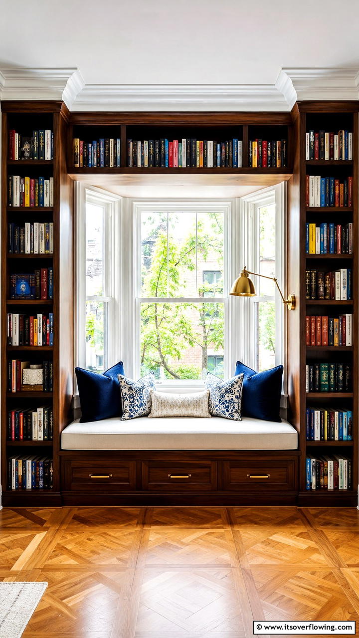 Mini Library Bay Window - 30 Bay Window Ideas to Brighten and Expand Your Space