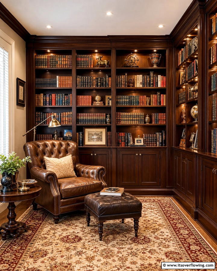 Mini Library Corner - 25 Den Ideas to Create a Comfortable Retreat