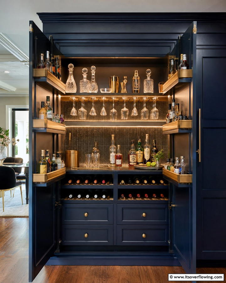 Mini Wine Cellar Charm - 21 Larder Cupboard & Pantry Ideas for Organized Kitchens