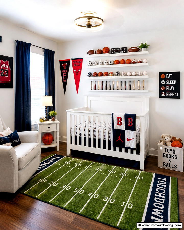 Miniature Sports Equipment Display - 20 Sports Nursery Ideas for the Ultimate Fan Baby Room