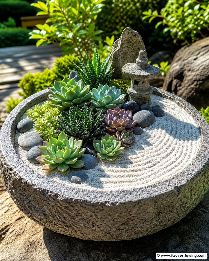 Miniature Succulent Zen Garden - 25 Succulent Garden Ideas for Low-Maintenance Beauty
