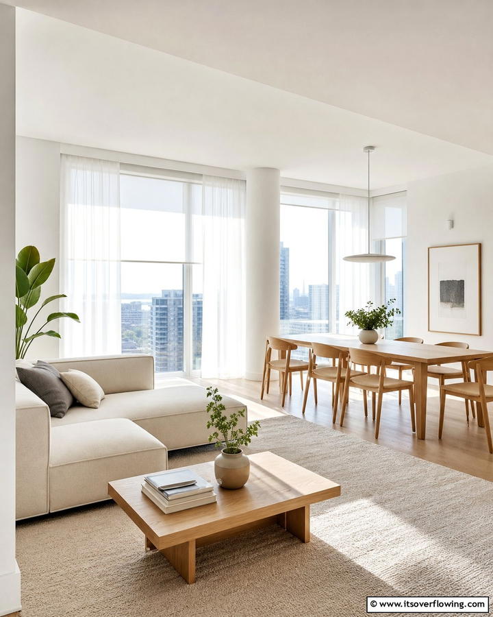 Minimal Window Treatments - 21 Minimalist Apartment Ideas to Maximize Small Spaces