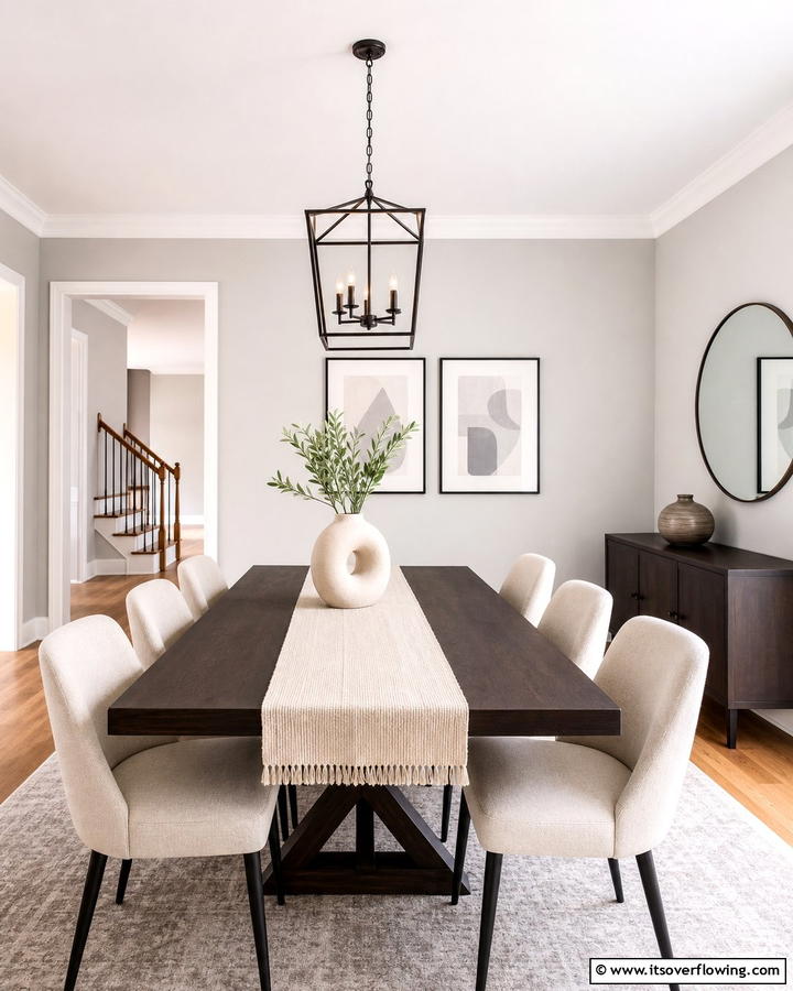 Minimalist Accessory Selection - 30 Transitional Dining Room Ideas Blending Modern and Classic