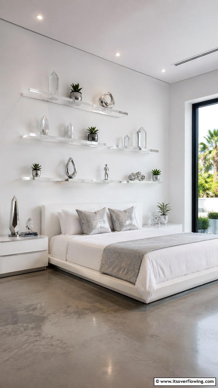 Minimalist Acrylic Brilliance - 30 Bedroom Shelving Ideas for Storage and Display