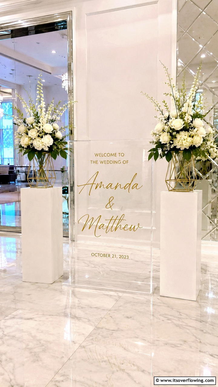 Minimalist Acrylic Welcome Sign - 21 Wedding Welcome Sign Ideas to Greet Guests in Style