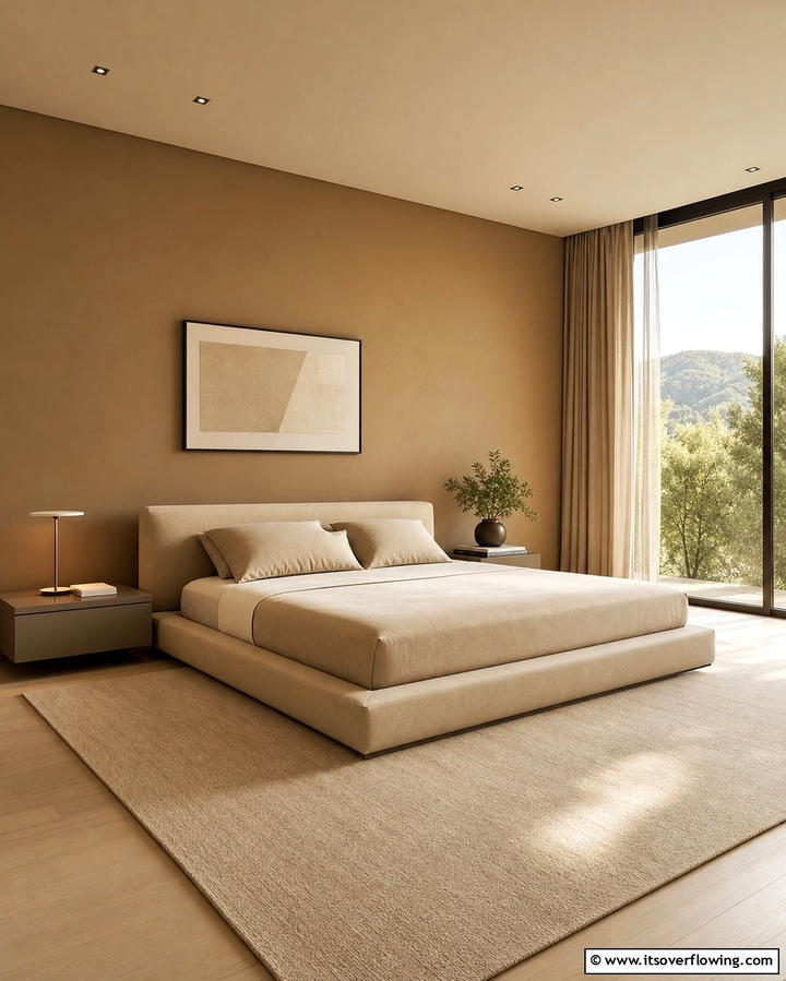 Minimalist Appeal with Clean Lines - 25 Tan Bedroom Ideas for a Warm and Cozy Space