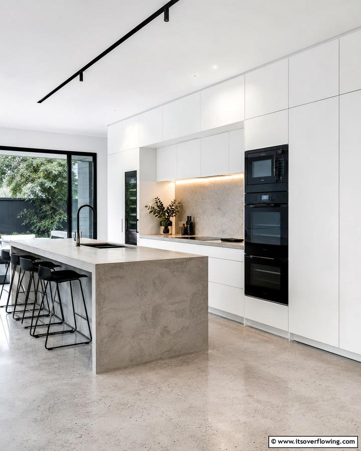 Minimalist Appeal with Handleless Cabinets - 25 Kitchen With Black Appliances for a Sleek and Modern Look