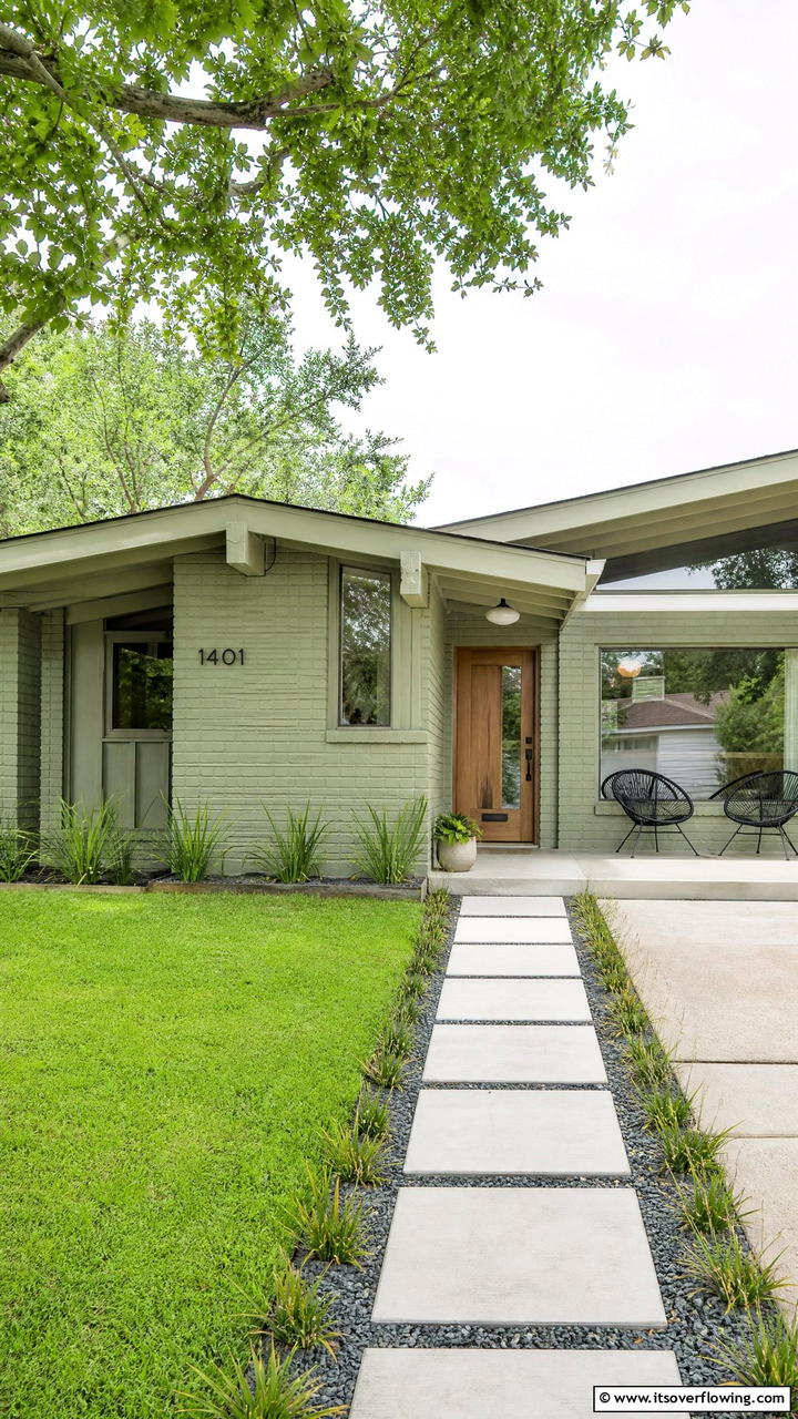 Minimalist Appeal with Monochromatic Tones - 25 Sage Green Painted Brick House Ideas for a Fresh Look