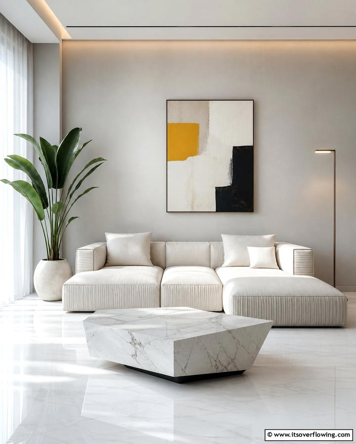 Minimalist Approach with a Cream Couch - 25 Cream Couch Living Room Ideas for Timeless Elegance