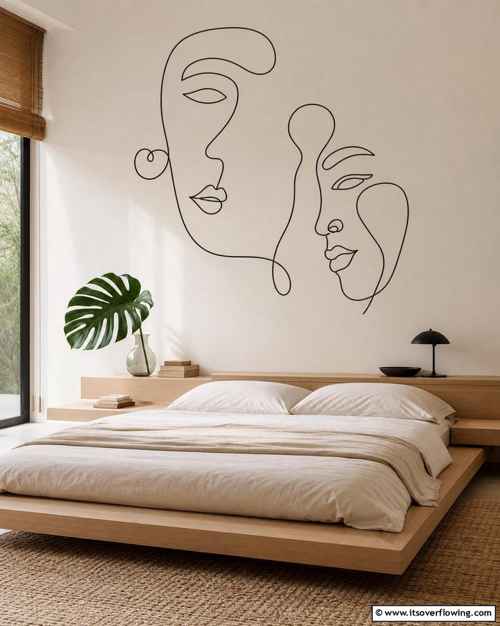 Minimalist Art - 21 Creative Bedroom Wall Painting Ideas for Stylish Rooms