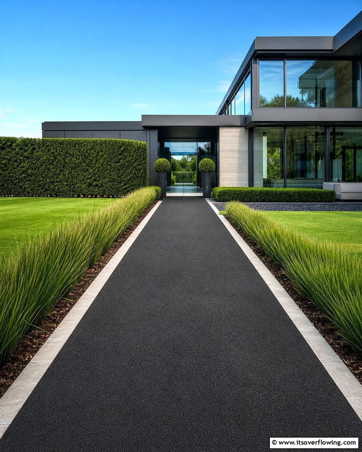 Minimalist Asphalt Walkways with Clean Lines - 20 Asphalt Walkway Ideas for Durable Pathways