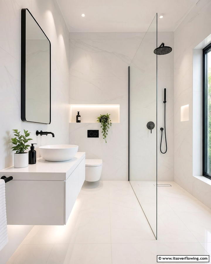 Minimalist Bathroom Oasis - 21 Classic Black & White Bathroom Designs for Contrast